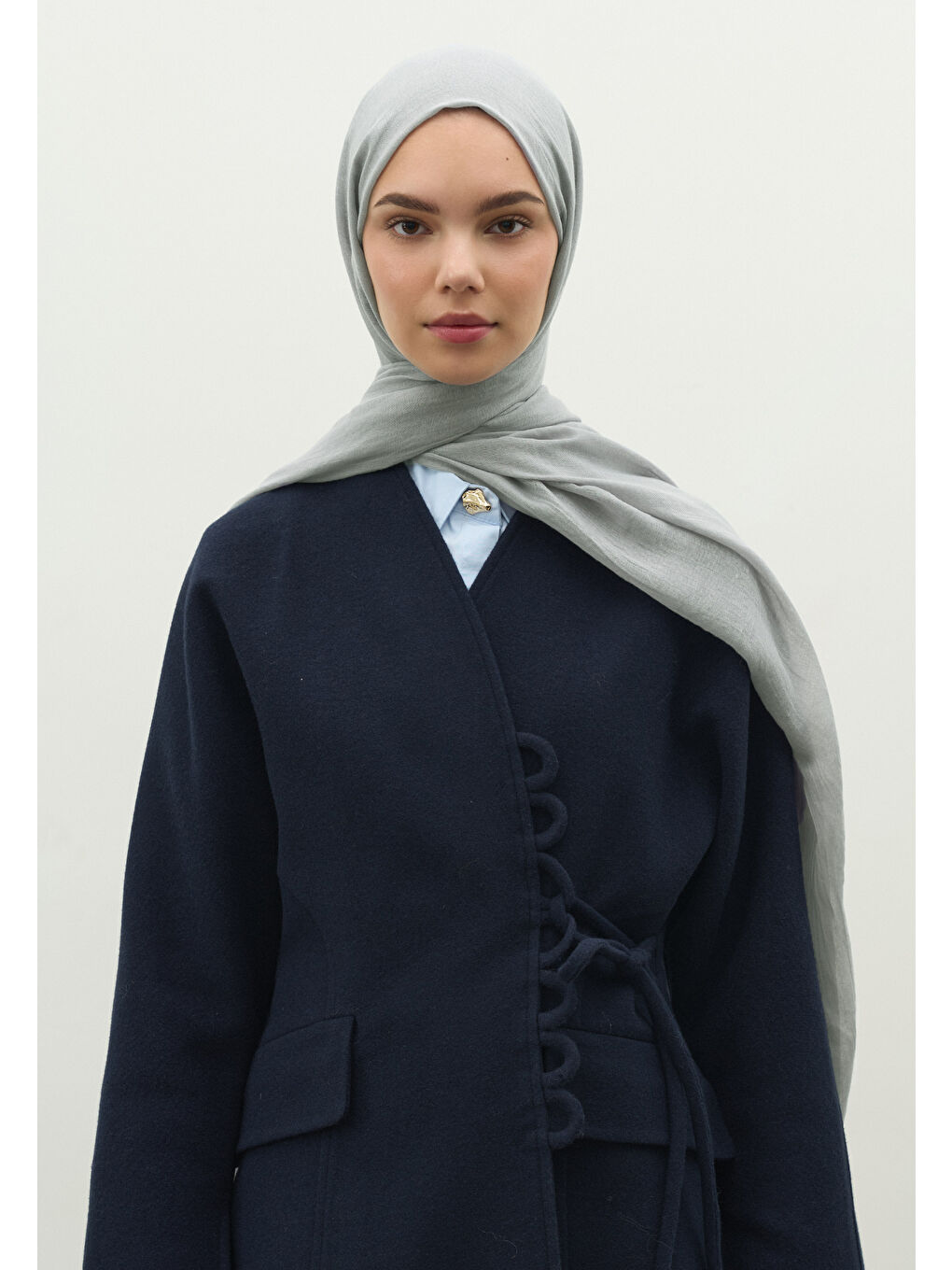 Gri Kaşmir Dokulu Şal Gümüş-3