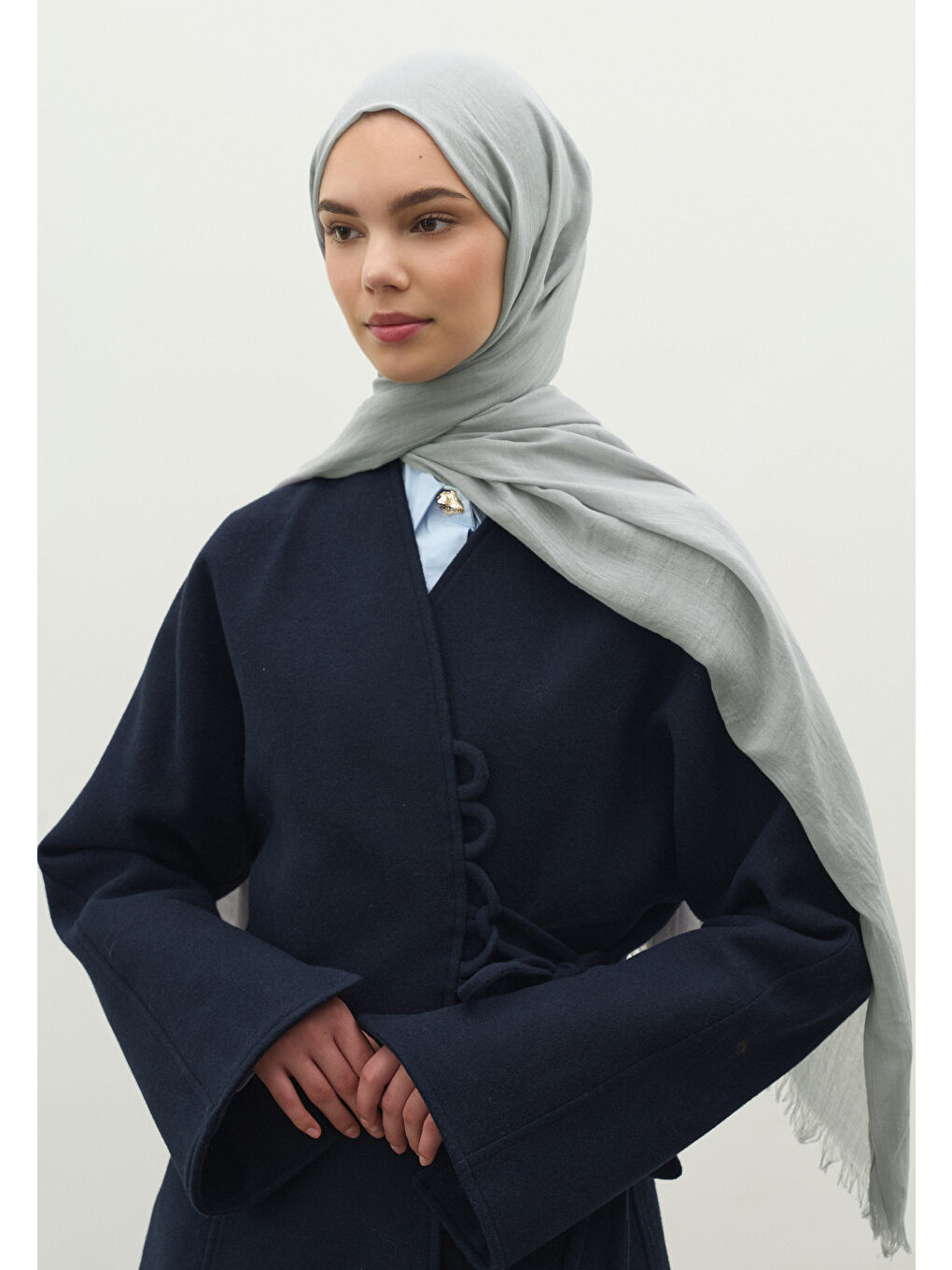 Gri Kaşmir Dokulu Şal Gümüş-4