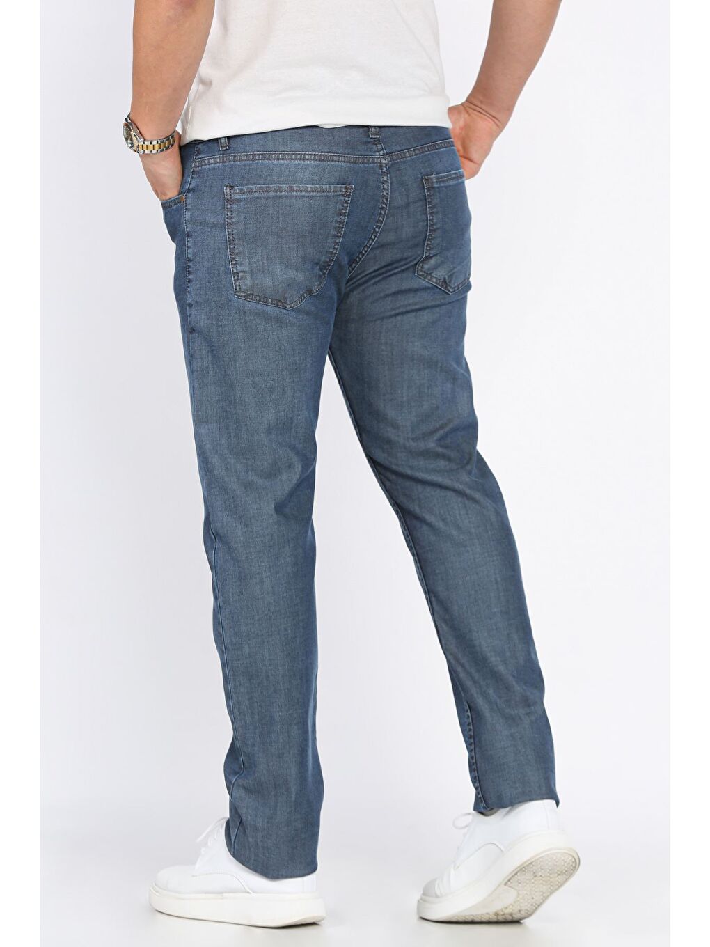 Mavi Erkek Fermuarlı Elastanlı Jean Pantolon-2