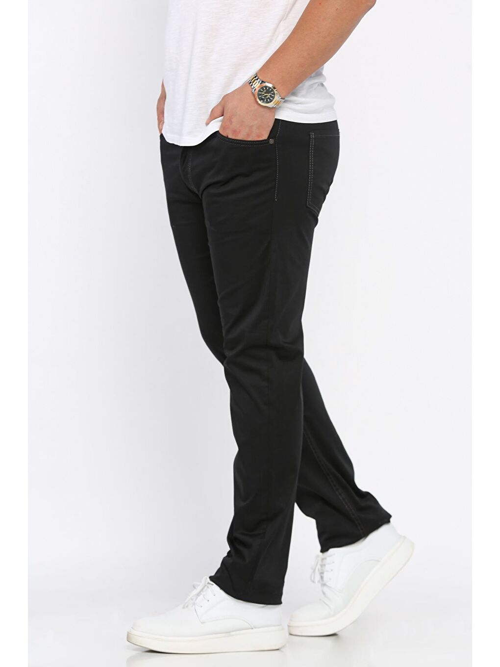 Gri Erkek Elastanlı Fermuarlı Jean Pantolon-1