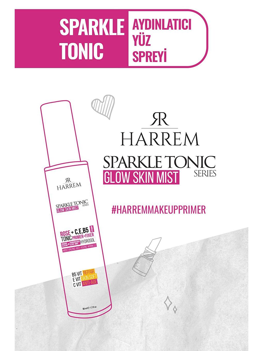 Harrem Renksiz Sparkle Tonik Aydınlatıcı Yüz Spreyi 50 ml - 3