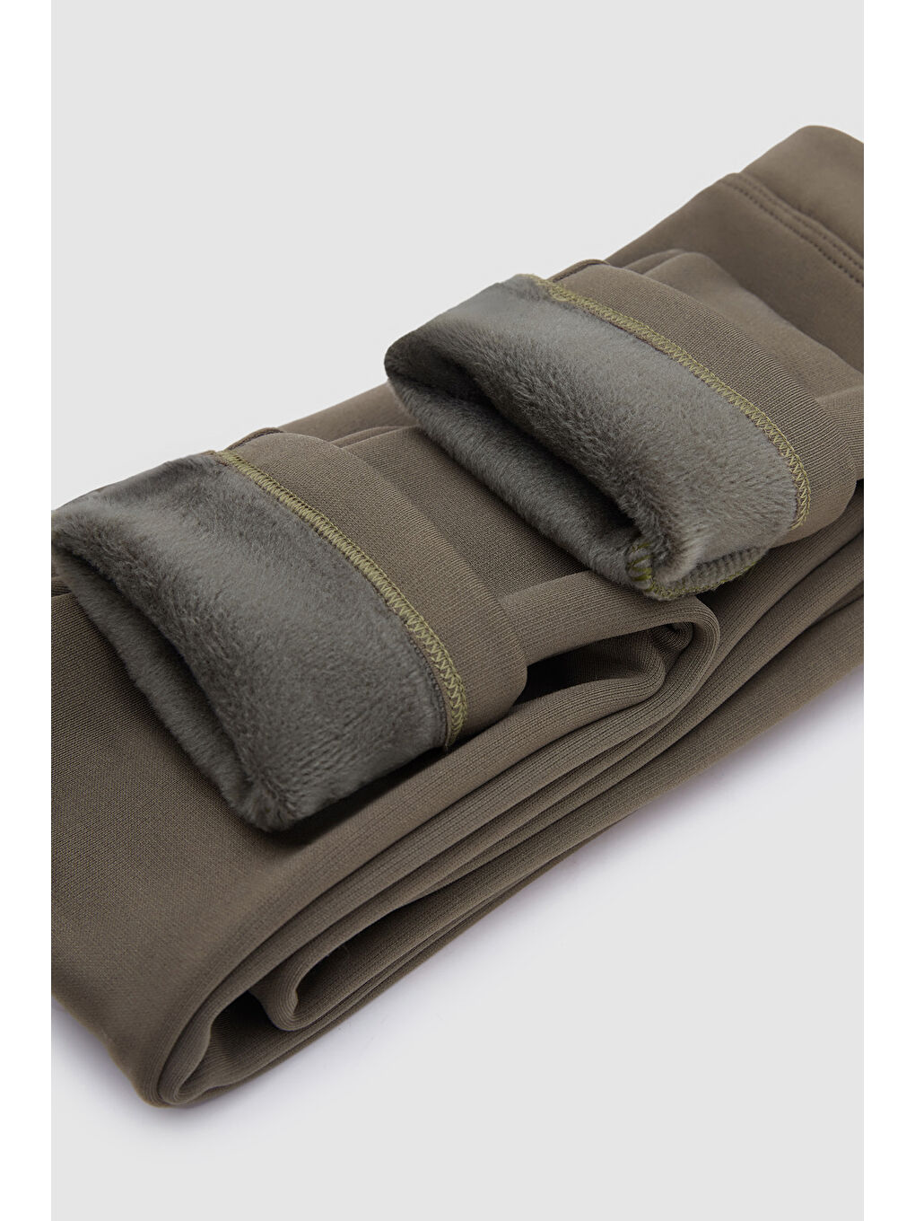 Haki Deniz Yeşili Kız Çocuk İçi Pelüş Yan Panel Tüylü Extra Kalın Kışlık Tayt-3