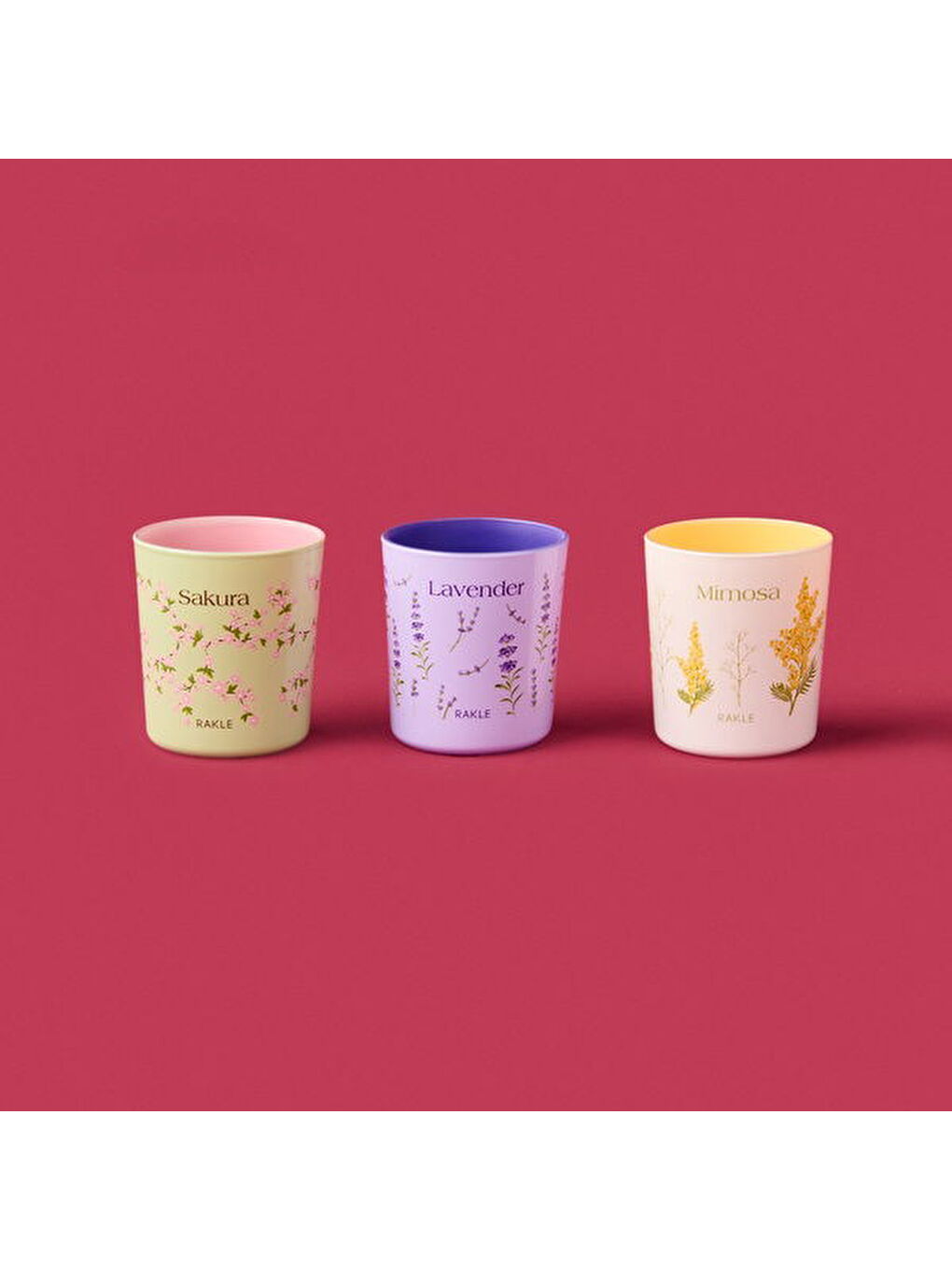 Karışık Floral 3'lü Mum Seti - Renkli - 100 gr