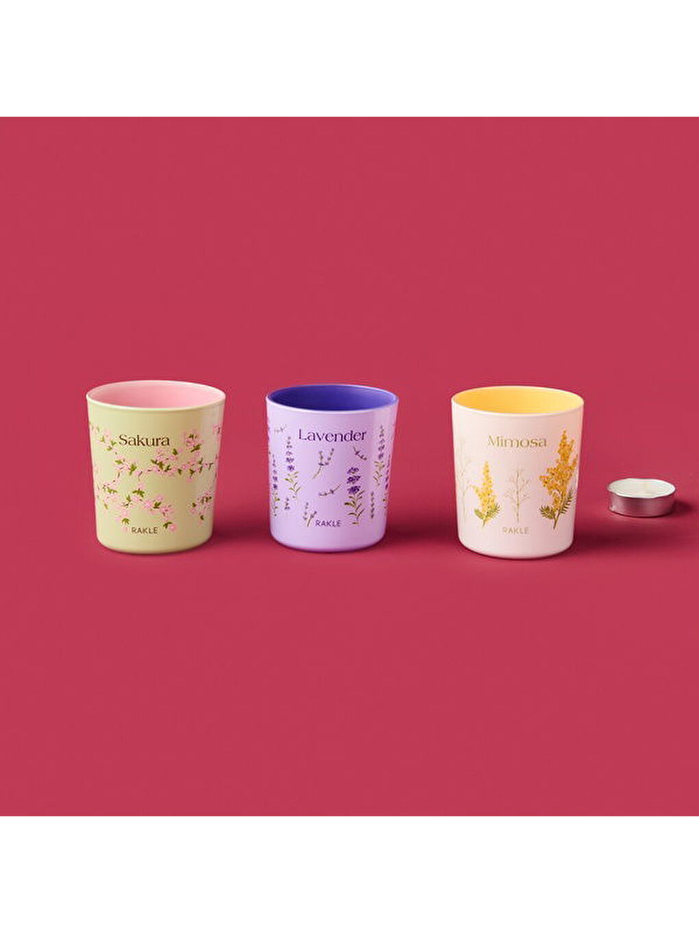 Karışık Floral 3'lü Mum Seti - Renkli - 100 gr-3