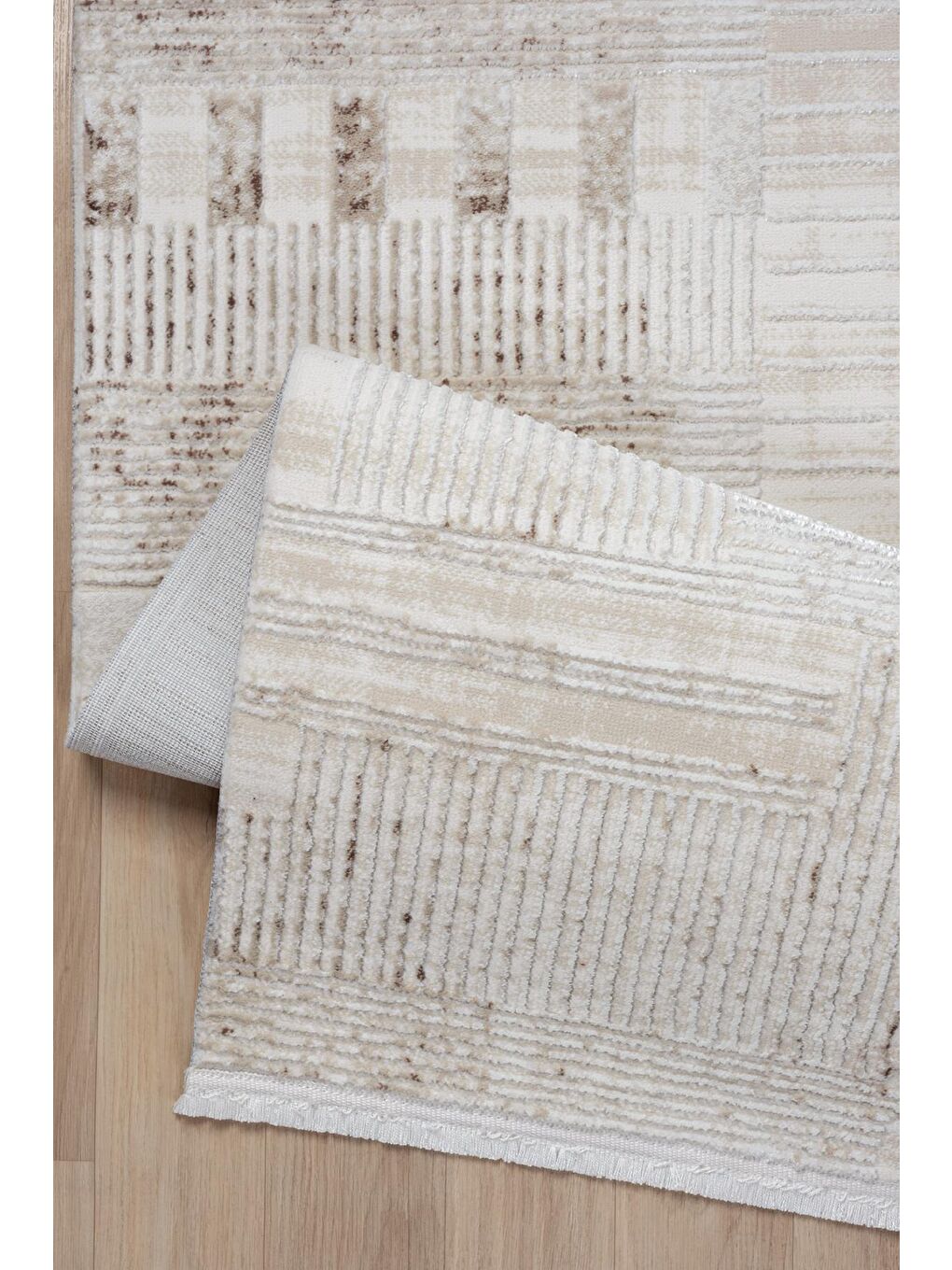 Bej Elex 5206 Salon Mutfak Oturma Odası Halısı Modern Dokuma Halı-100x200-2