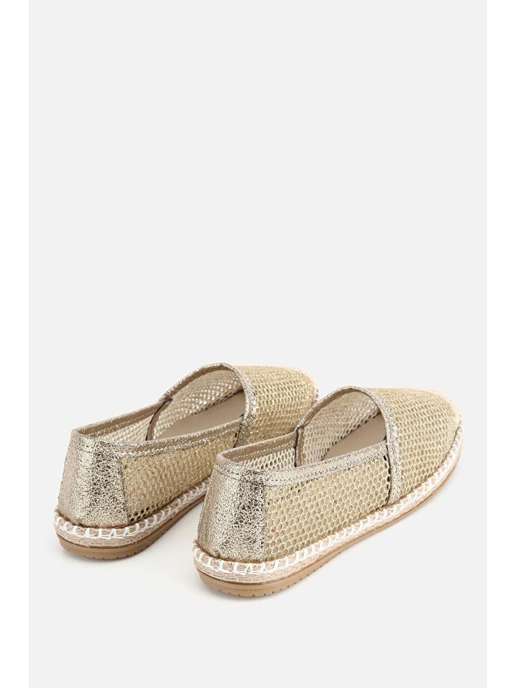 Sarı Kadın Gold Simli Fileli Espadril-2