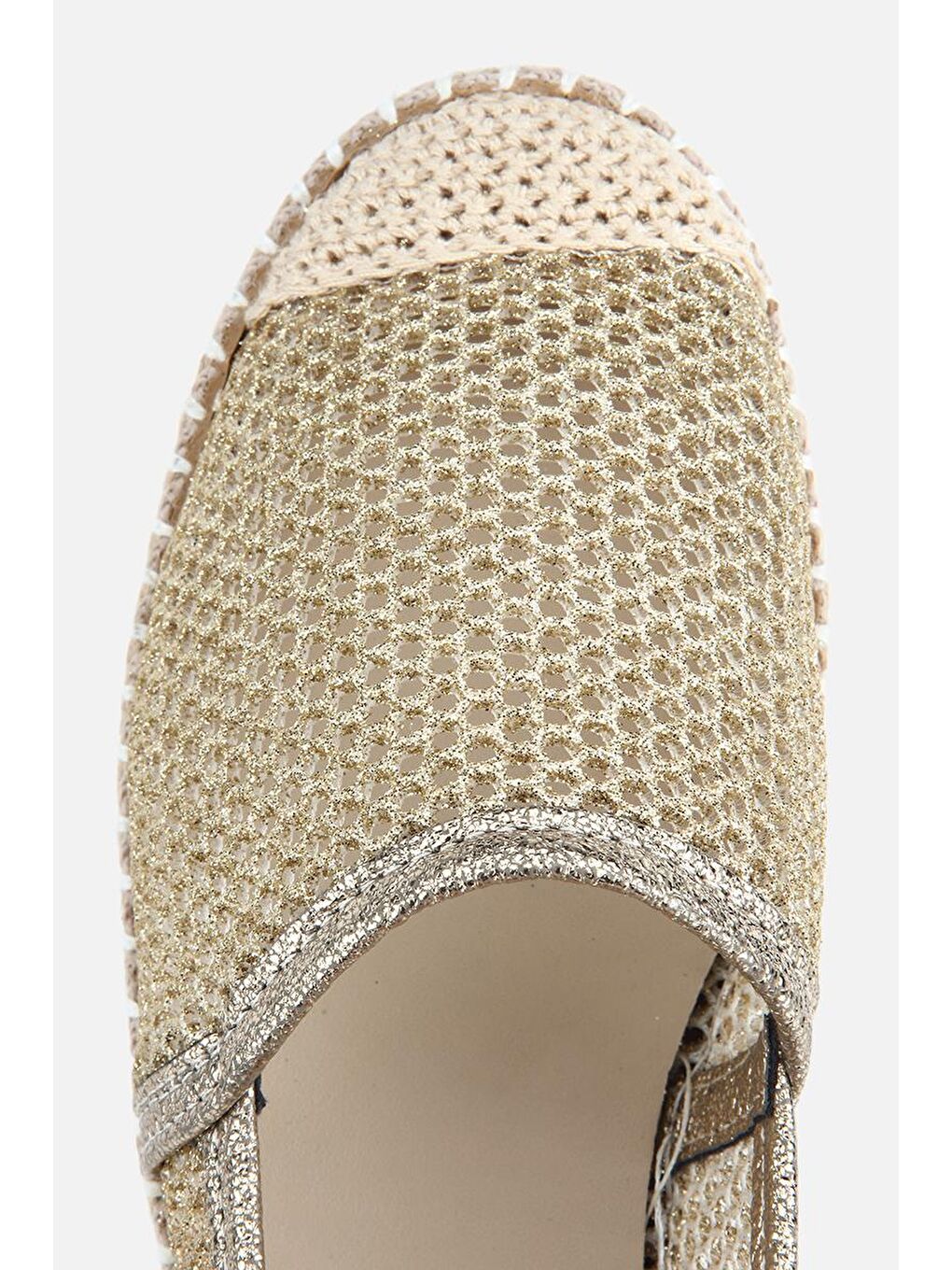Sarı Kadın Gold Simli Fileli Espadril-4