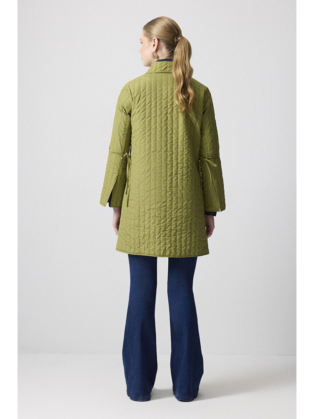 Haki Kapitone İnce Ceket-3