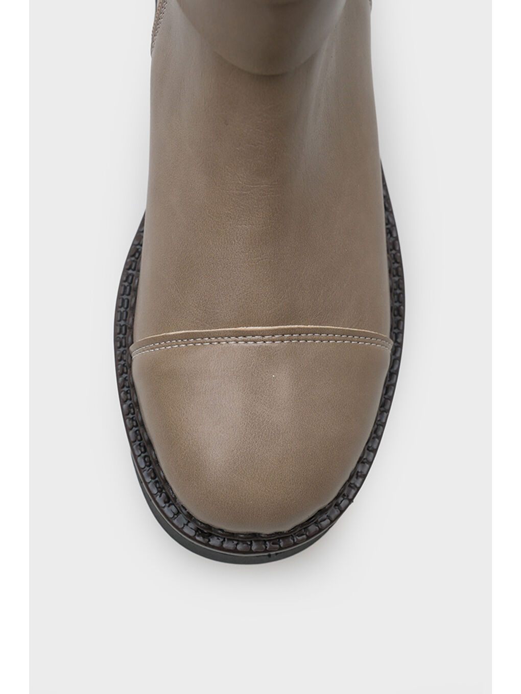 Bej Giselle Trak Tabanlı Metal Tokalı Yandan Fermuarlı Kadın Uzun Bot-2