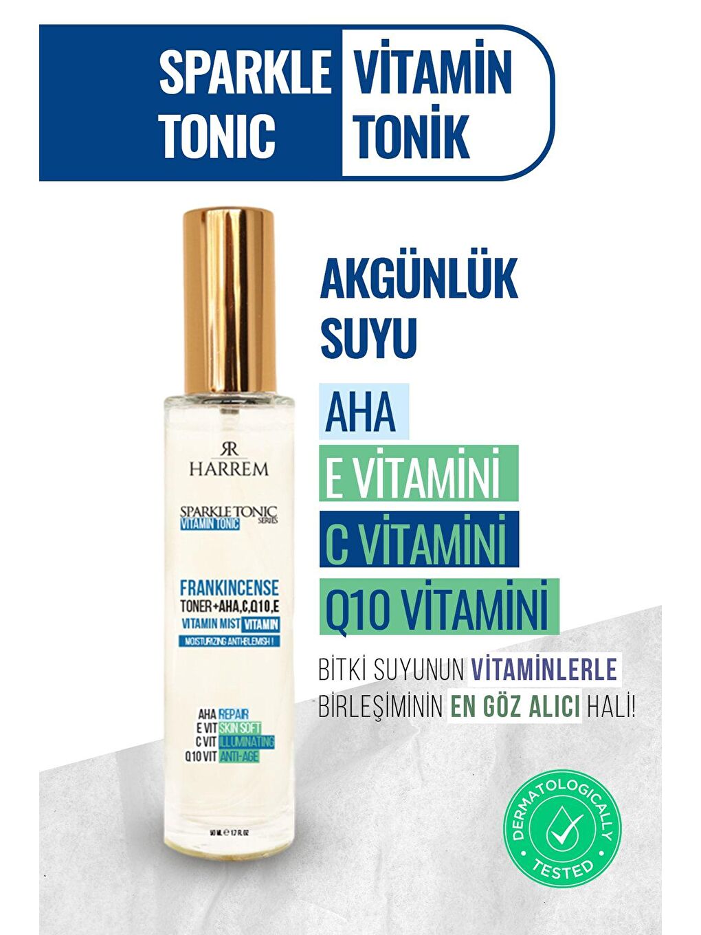 Harrem Renksiz Onarıcı Yaşlanma Karşıtı Aha, E, C Ve Q10 Vitamin Tonik 50 ml - 1