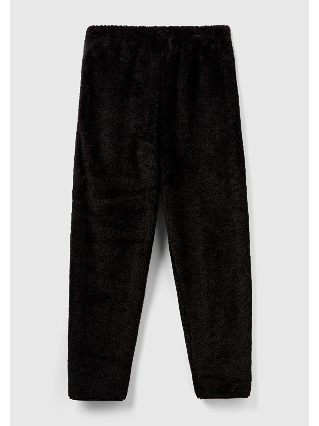 Kadın Siyah Beli Lastikli Pelüş Eşofman Alt-3