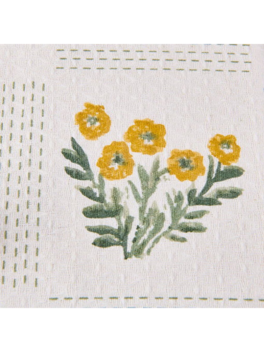 Soft Folky Çift Kişilik Pike Takımı - Beyaz / Sarı-1