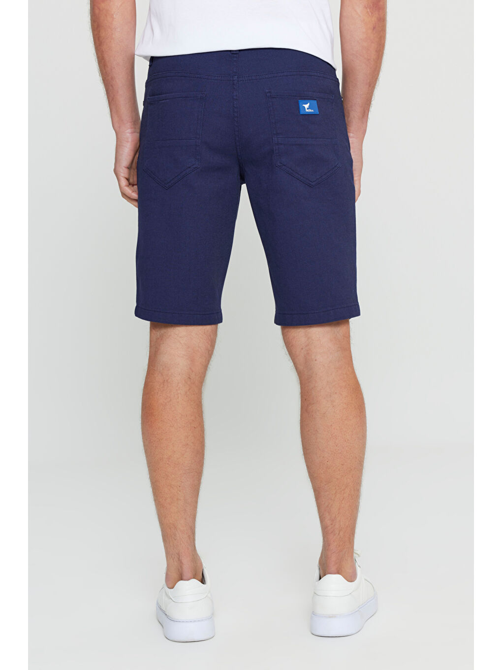 Erkek Lacivert Slim Fit Dar Kesim 5 Cep Armürlü Şort-5
