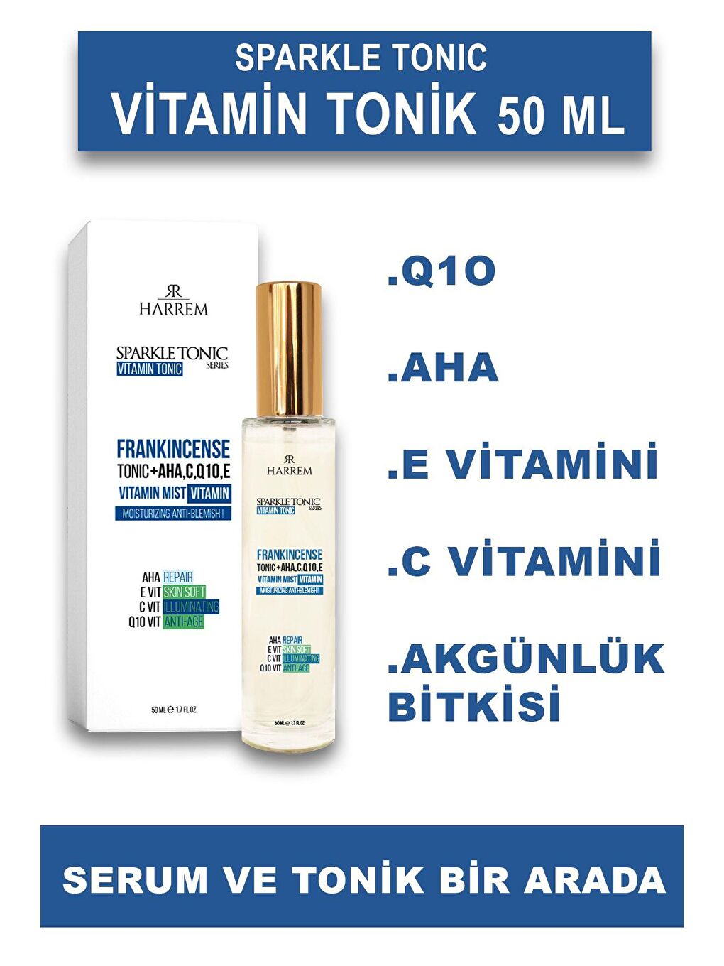 Harrem Renksiz Onarıcı Yaşlanma Karşıtı Aha, E, C Ve Q10 Vitamin Tonik 50 ml - 2