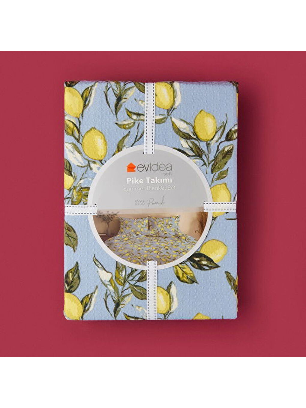 Soft Fresco Çift Kişilik Pike Takımı - Mavi-1