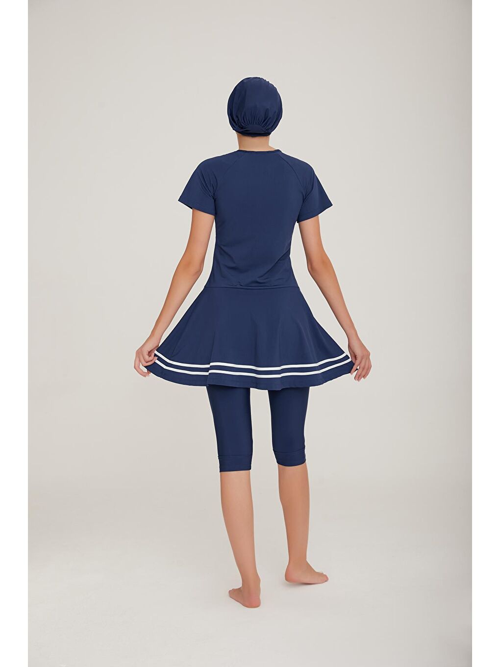 Kısa Kol Taytlı Yarı Kapalı Mayo Isabela 3900 Koyu Lacivert-4