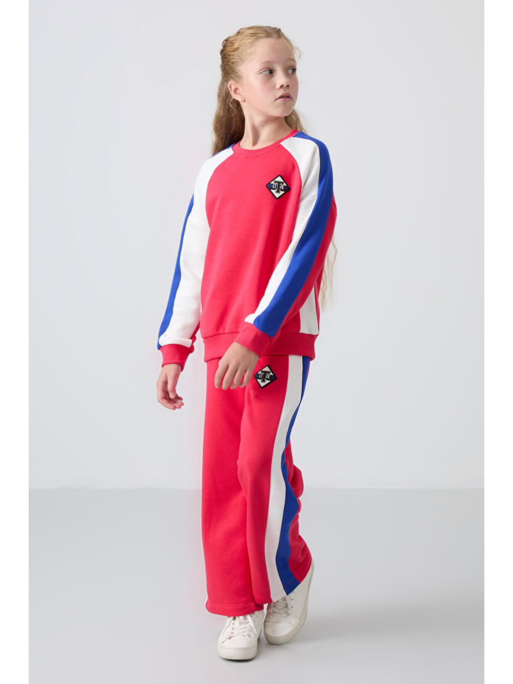 Viva Kırmızı Pamuklu İçi Tüylü Yumuşak Dokulu Standart Fit Baskılı Kız Çocuk Eşofman Takım - 75165