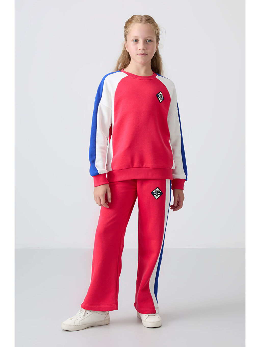 Viva Kırmızı Pamuklu İçi Tüylü Yumuşak Dokulu Standart Fit Baskılı Kız Çocuk Eşofman Takım - 75165-4