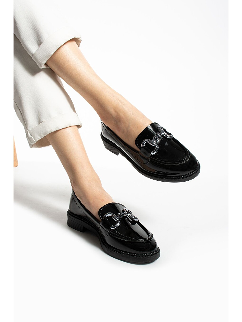Siyah Jane Kadın Loafer Makosen Casual Toka Detay Günlük Ayakkabı-1