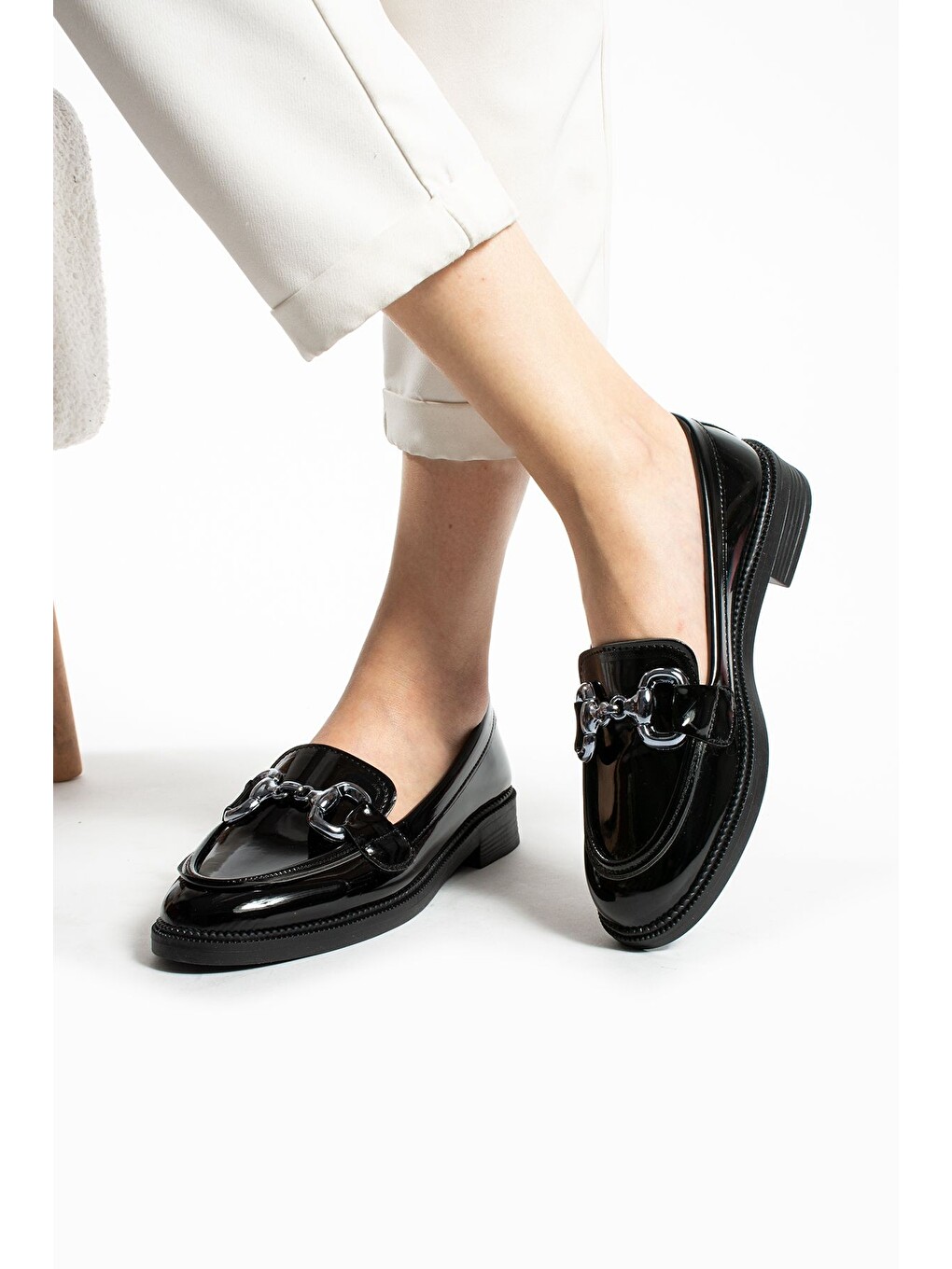 Siyah Jane Kadın Loafer Makosen Casual Toka Detay Günlük Ayakkabı-4