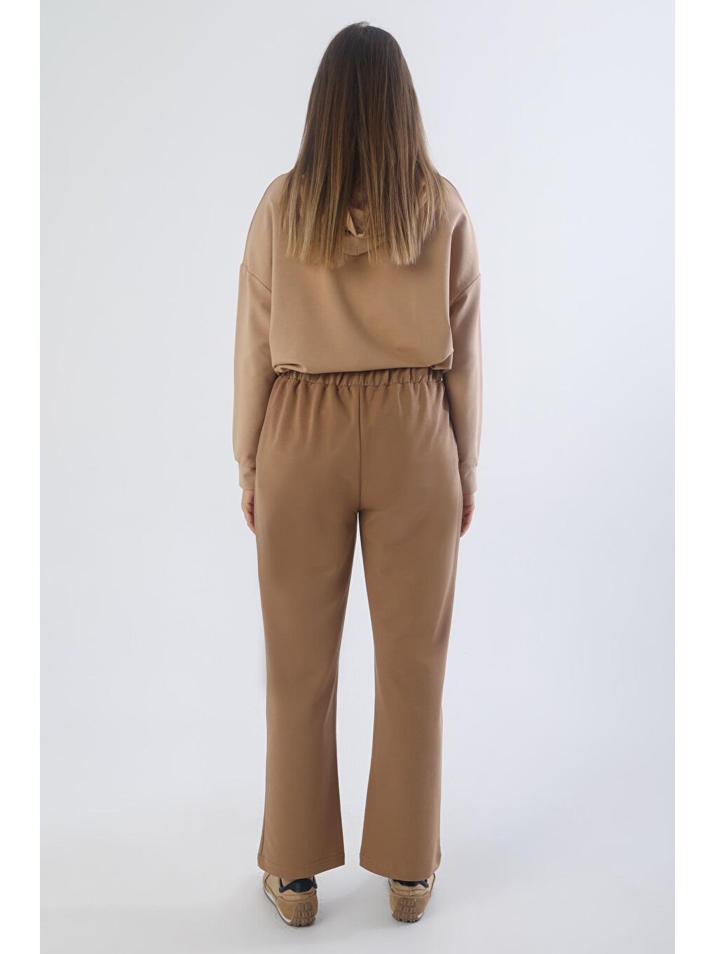 Bej Vizon Büyük Beden Lastikli Eşofman Altı-3