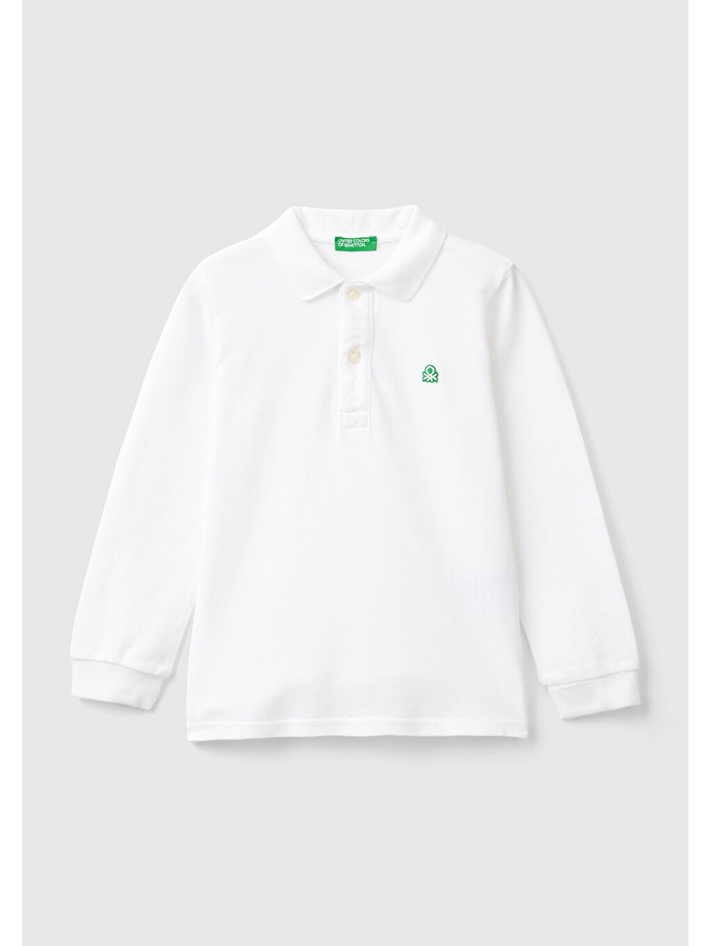 United Colors Of Benetton Erkek Çocuk Beyaz Logolu Polo Sweatshirt