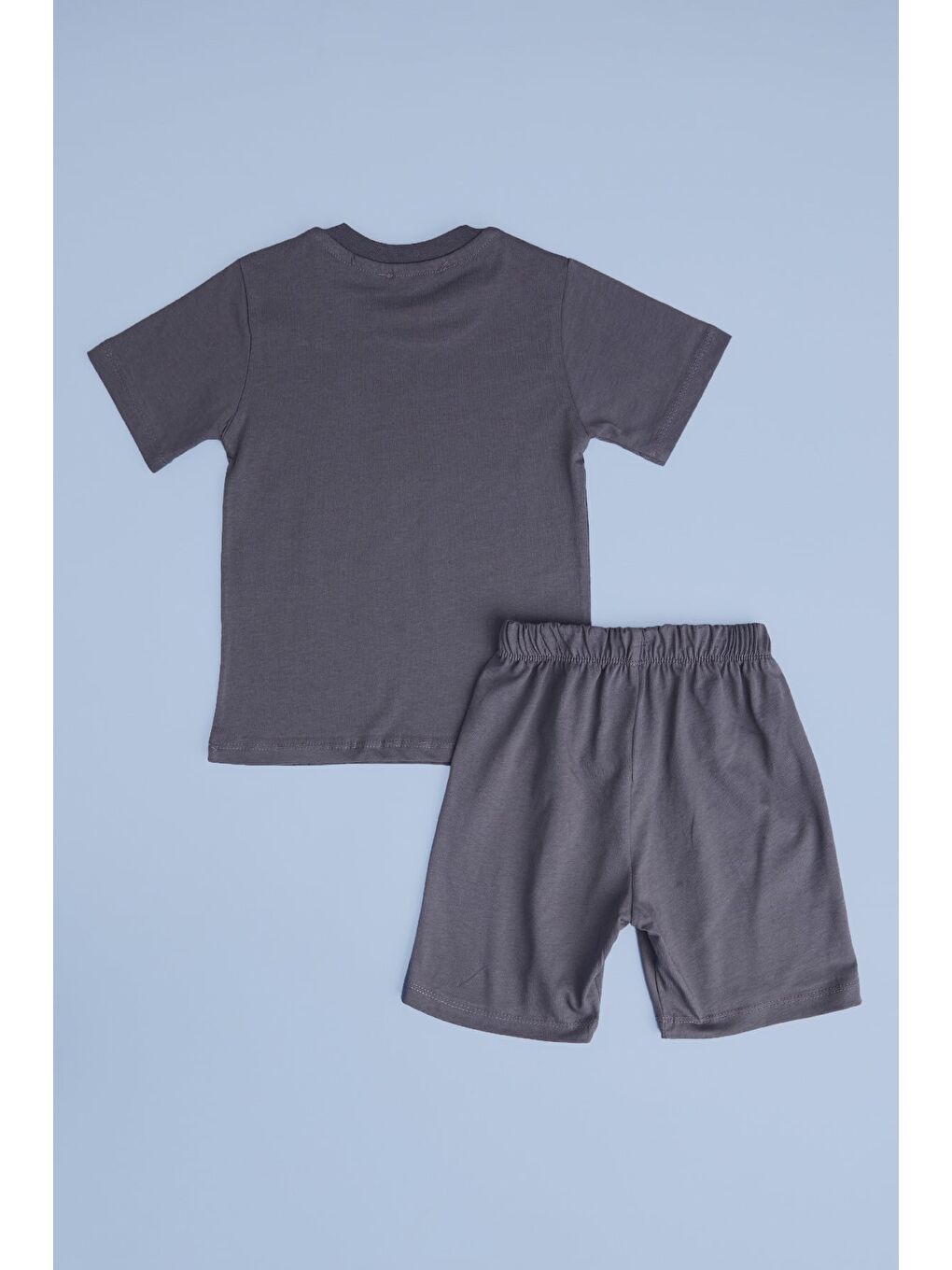 Gri %100 Baskılı Revıval Baskılı Erkek Çocuk 2 Li Takım-1