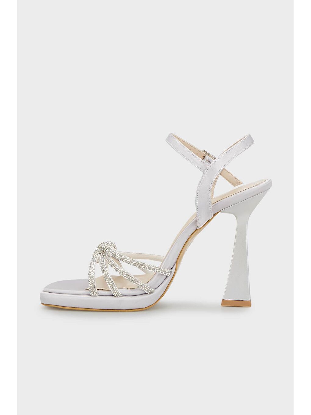 Gri Parlak Taşlı Abiye Ayakkabı 347440-1