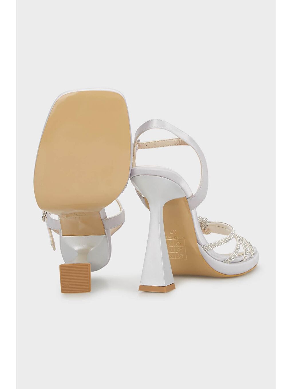 Gri Parlak Taşlı Abiye Ayakkabı 347440-3