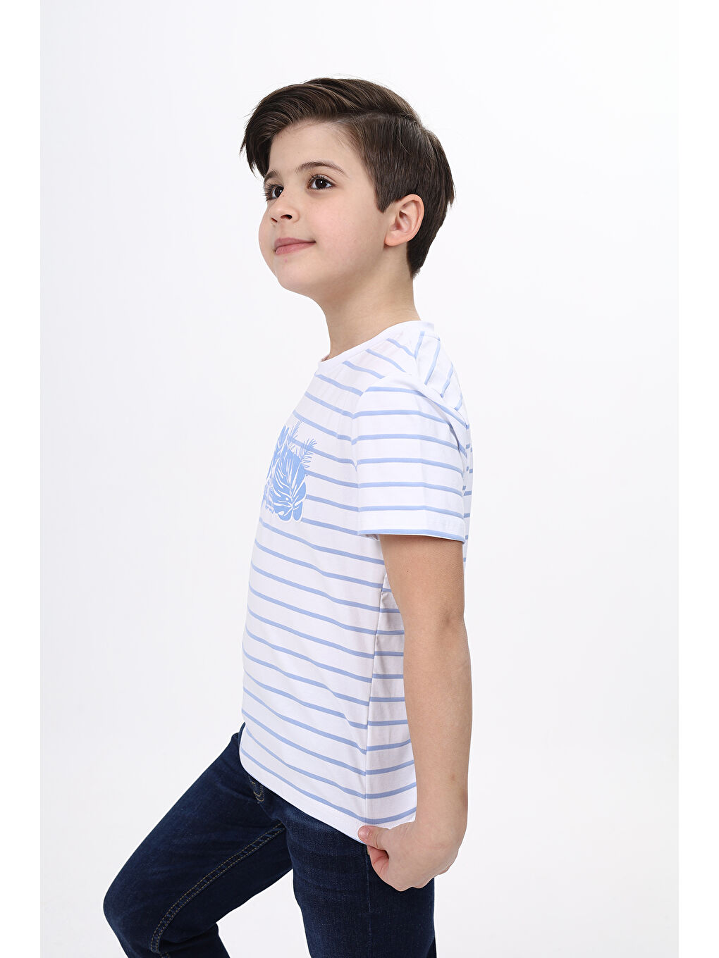 Lila Erkek Çocuk Çizgili Tişört-1