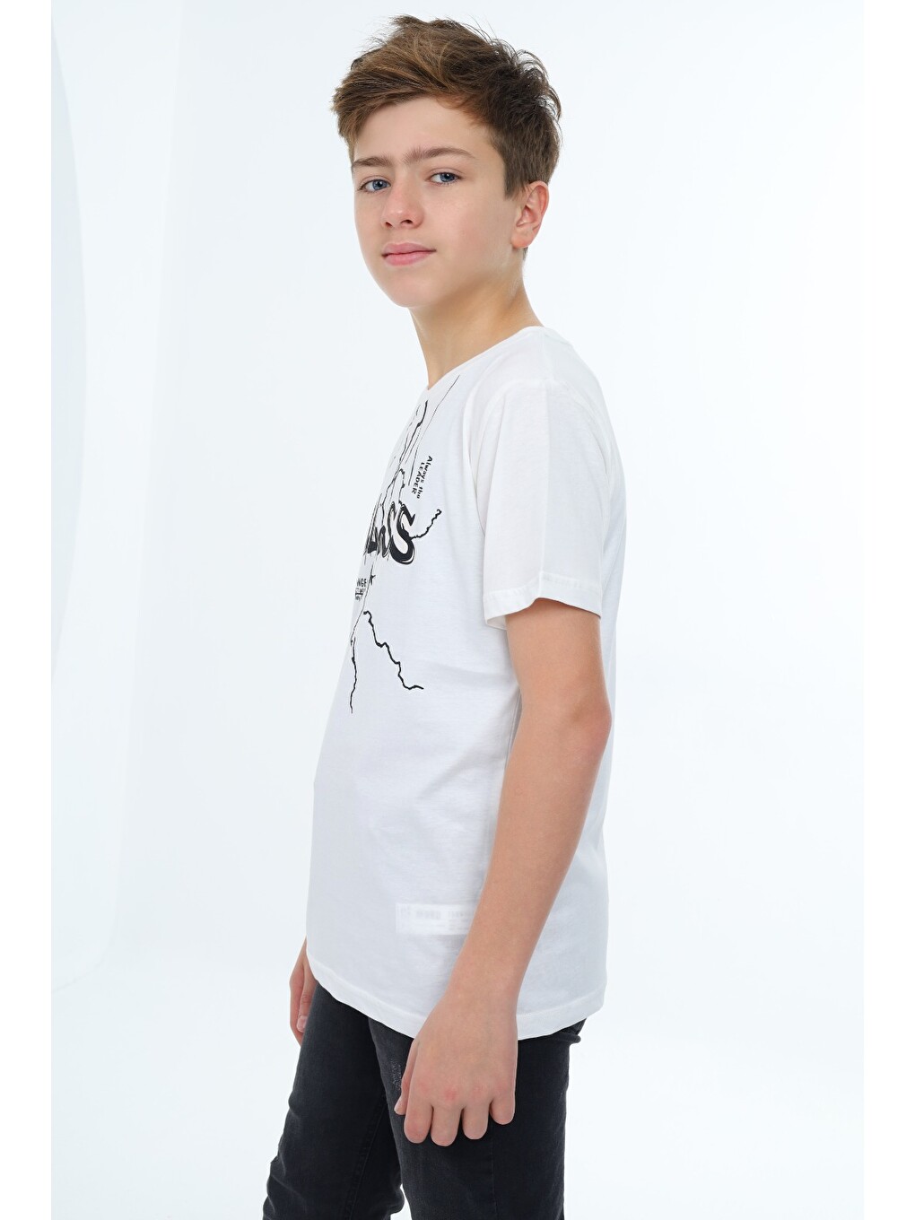 Ekru Erkek Çocuk Baskılı Tişört-3