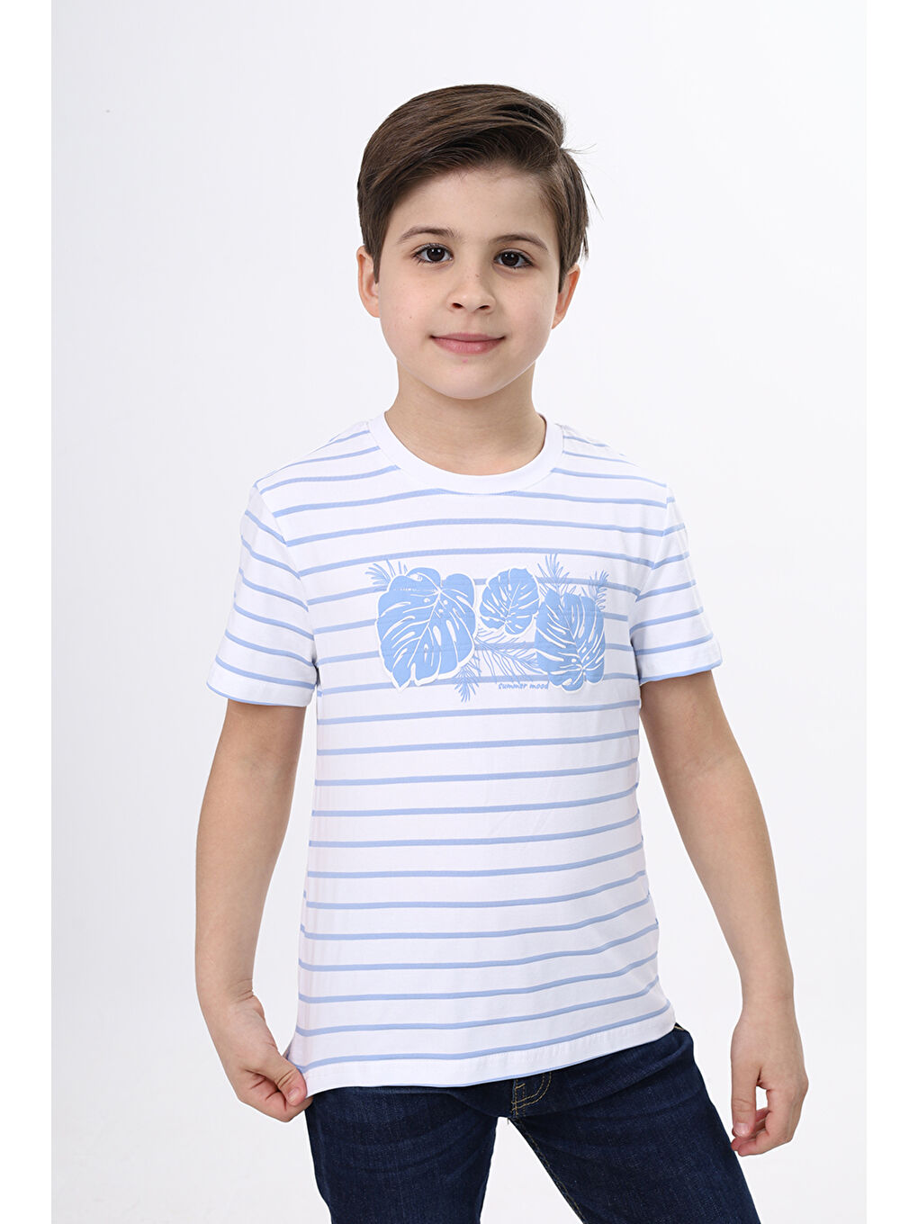 Lila Erkek Çocuk Çizgili Tişört-4