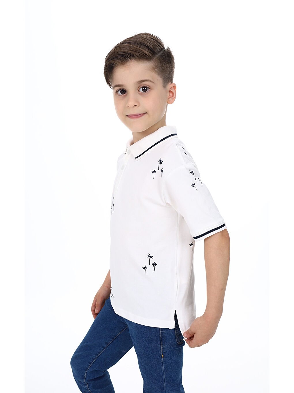 Ekru Erkek Çocuk Baskılı Tişört-1