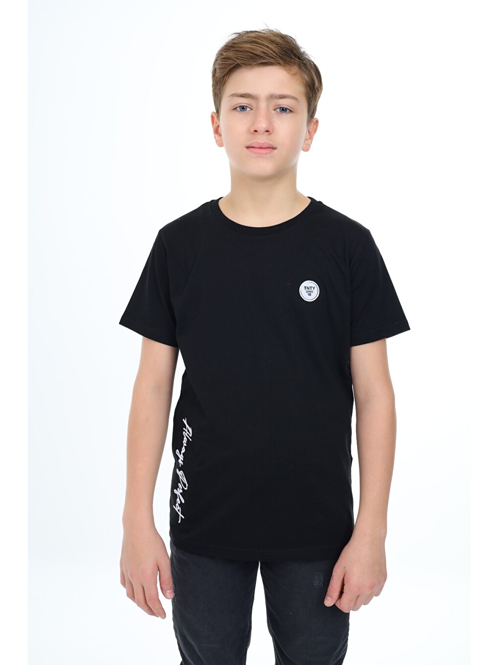 Siyah Erkek Çocuk Nakışlı Tişört