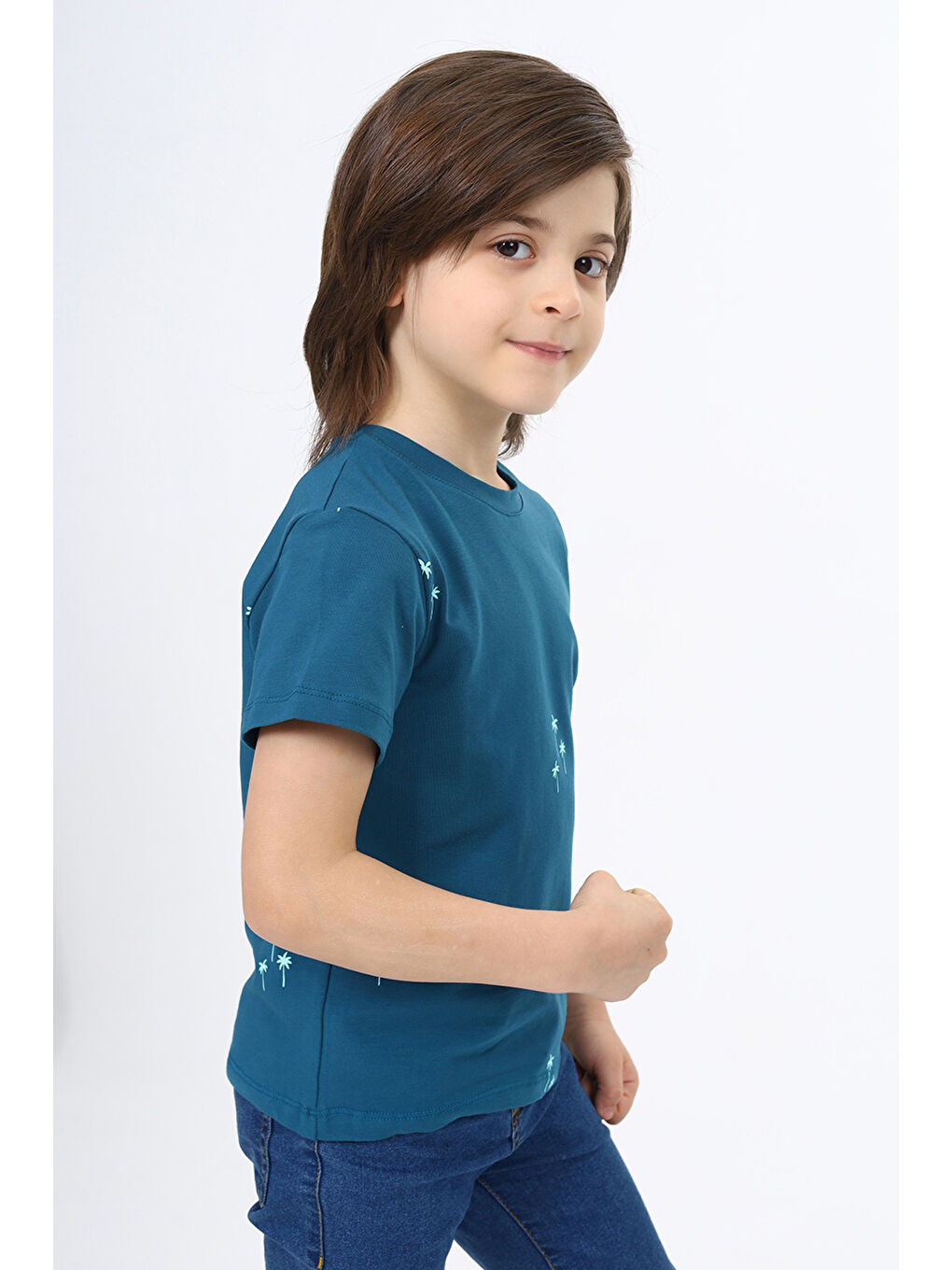 Petrol Erkek Çocuk Baskılı Tişört-1