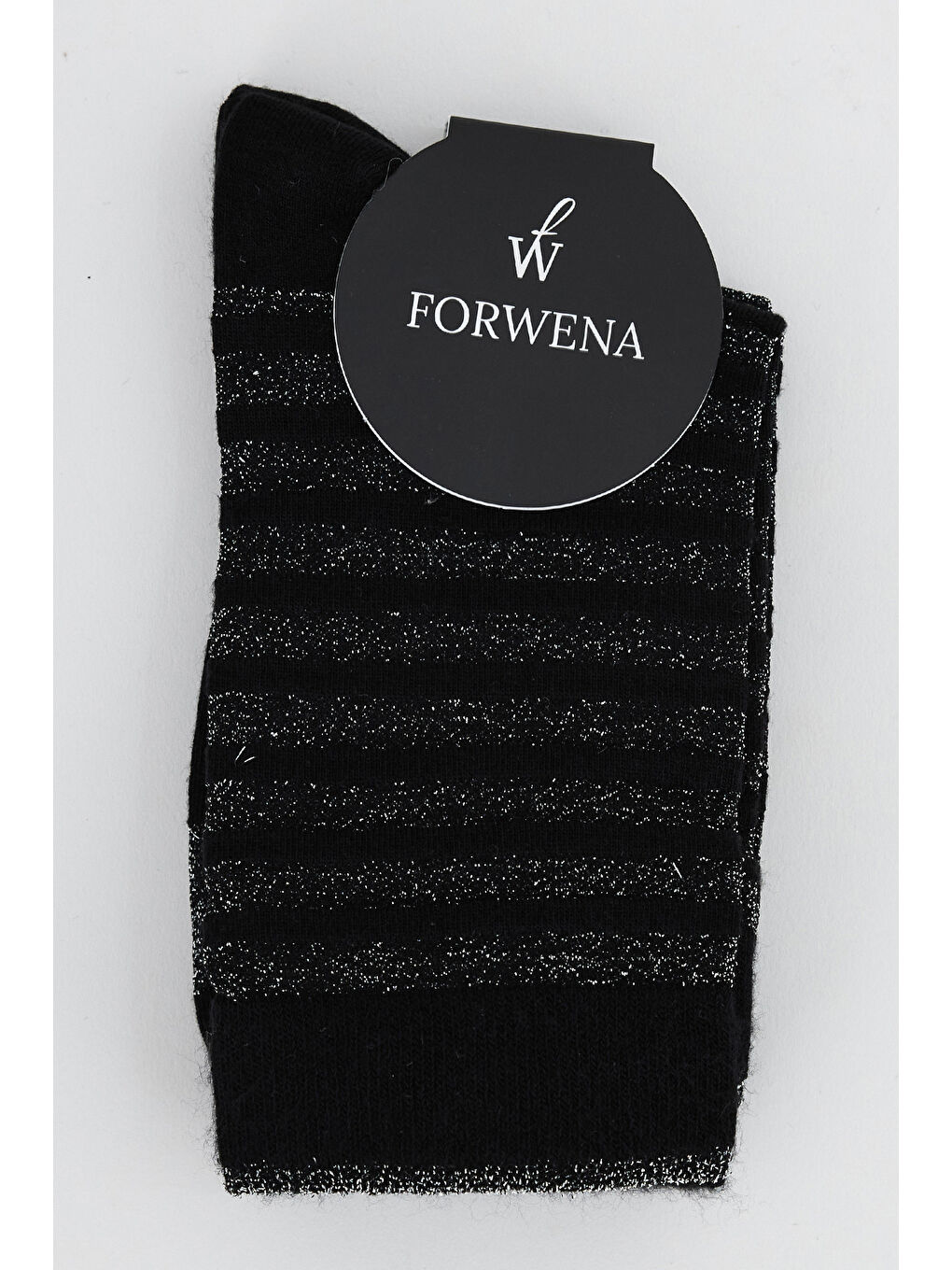 Siyah Çizgili Simli ve Modal Dikişsiz Simli Kadın Soket Çorap-2