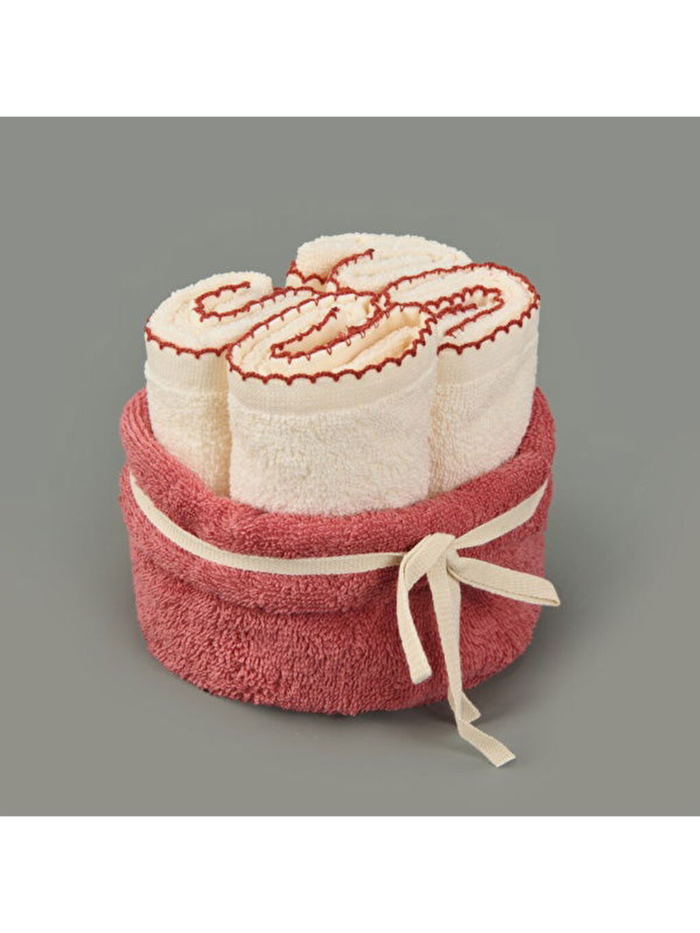 Pembe Soft Lina 4'lü Havlu Seti - Ekru / Gülkurusu - 30x40 cm-2