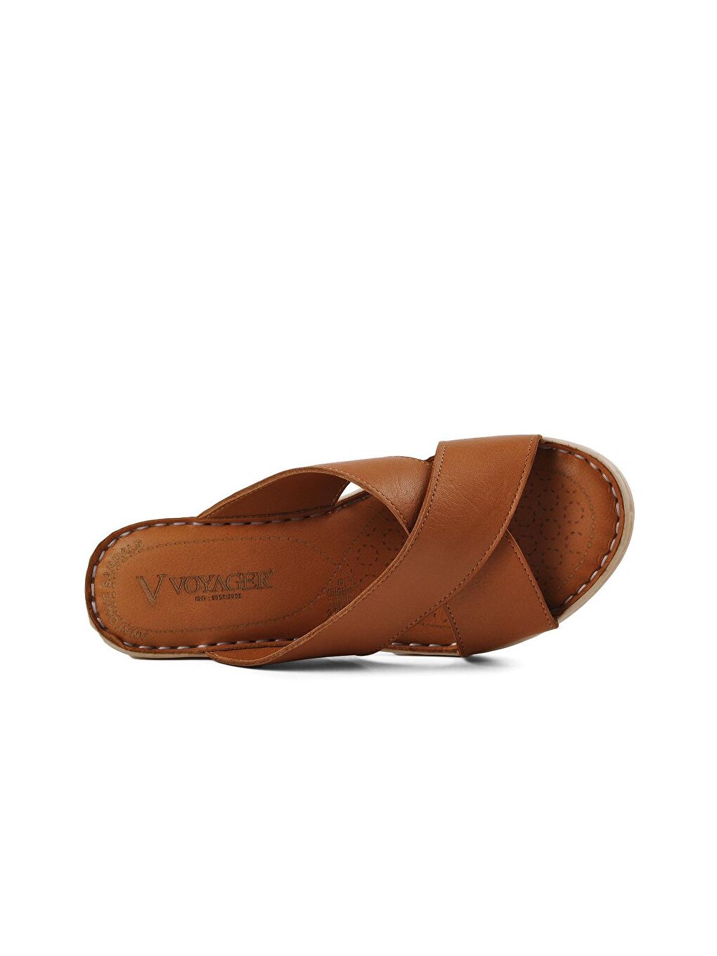 Kahverengi Taba Hakiki Deri Dolgu Topuklu Kadın Terlik 9226-4