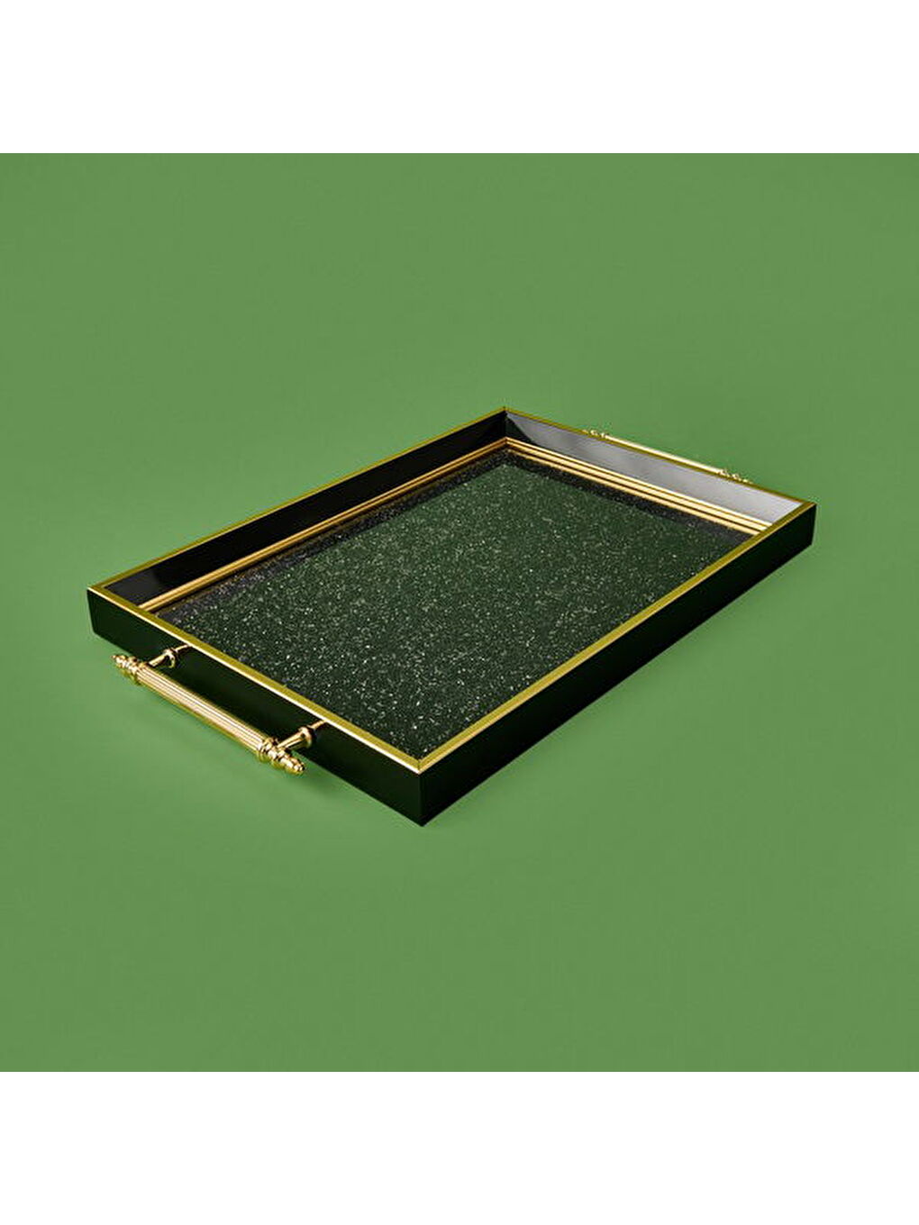 Kitchen Simli Akrilik Tepsi - Siyah / Sarı - 43 cm