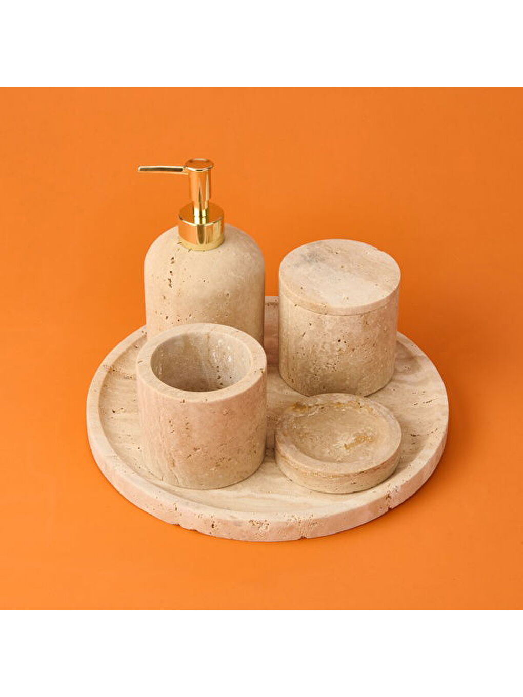 Karışık Bath 5'li Banyo Seti - Traverten-1