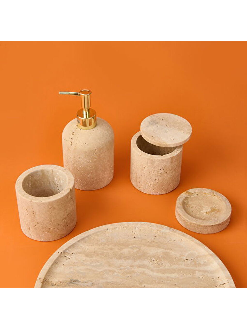 Karışık Bath 5'li Banyo Seti - Traverten-2