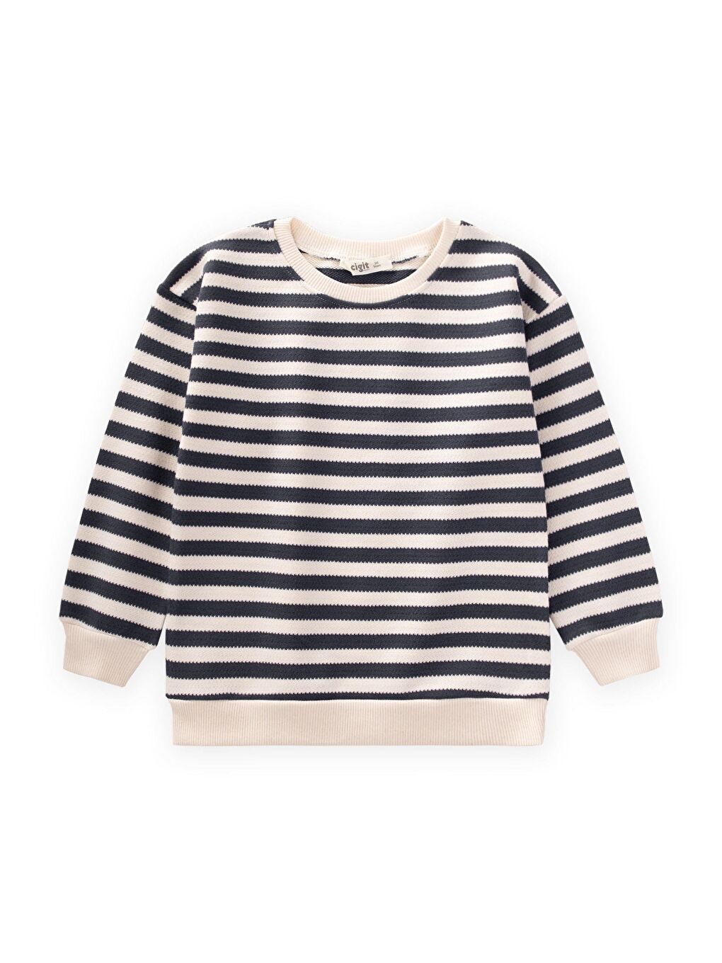 Çizgili Triko Sweatshirt 2-10 Yaş Antrasit