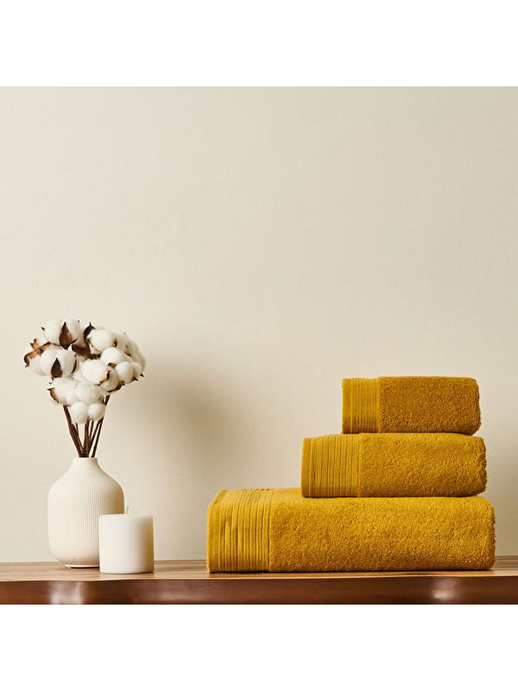 Kahverengi Soft Premium Yüz Havlusu - Hardal - 50x90 cm-4