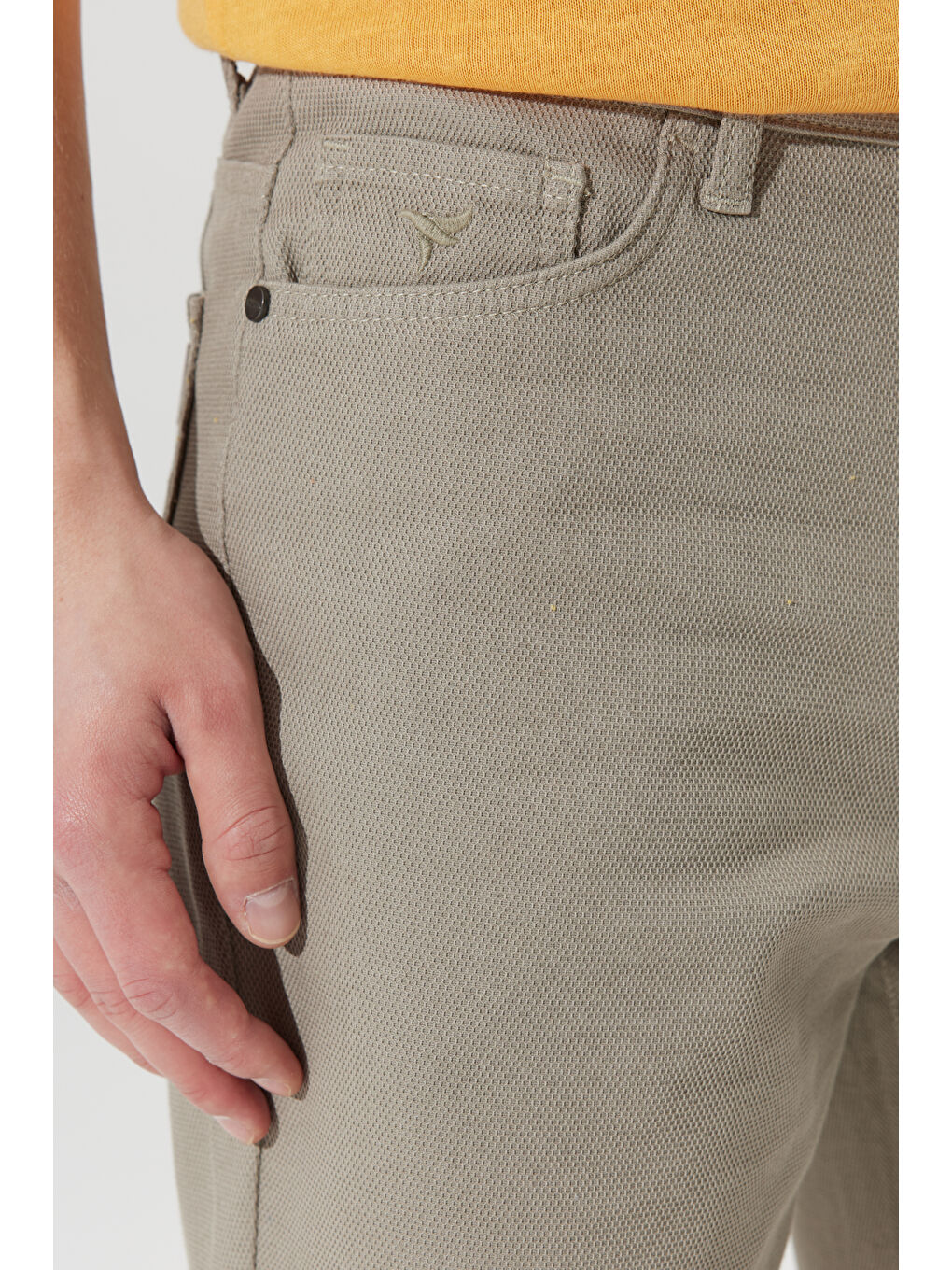 Erkek Haki Slim Fit Dar Kesim 5 Cep Armürlü Şort-4