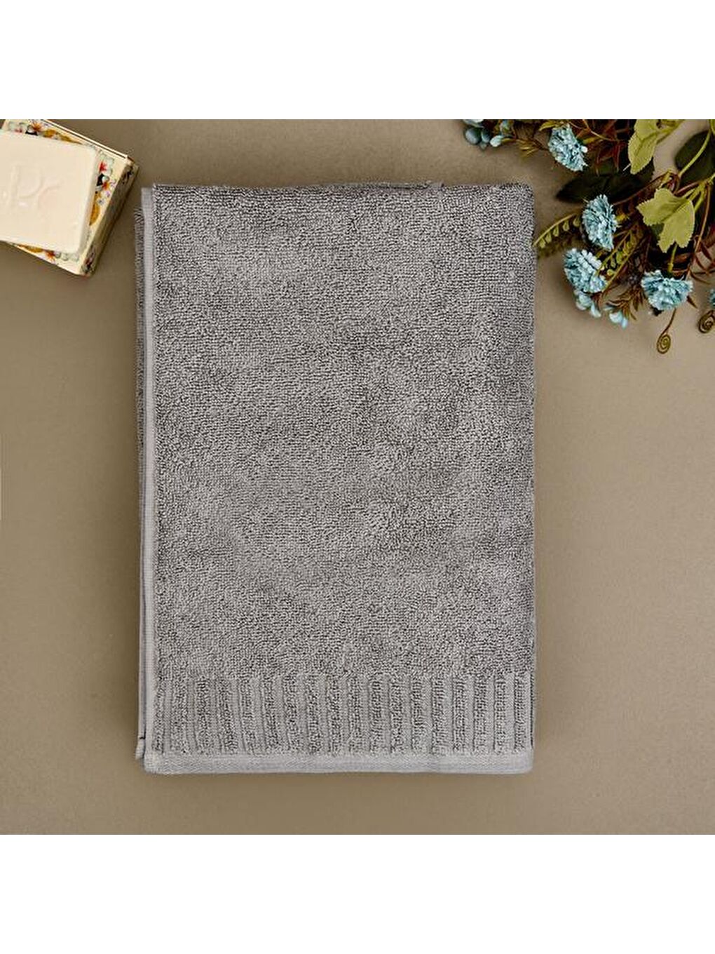 Soft Patte Banyo Havlusu - Gri - 70x140 cm