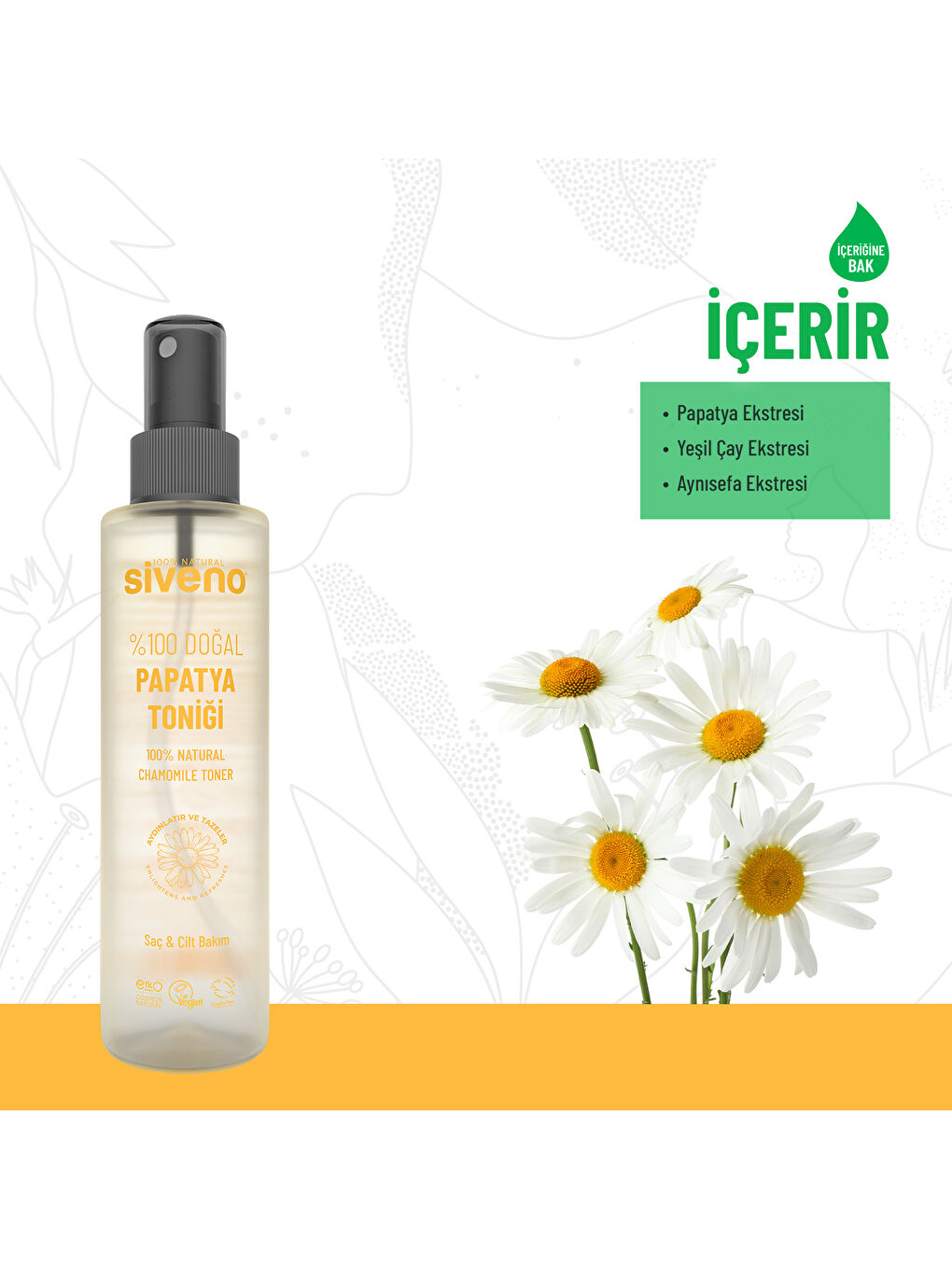 %100 Doğal Papatya Suyu Aydınaltma Etkili Arındırıcı Rahatlatıcı Saç ve Cilt Toniği 150 ml-3