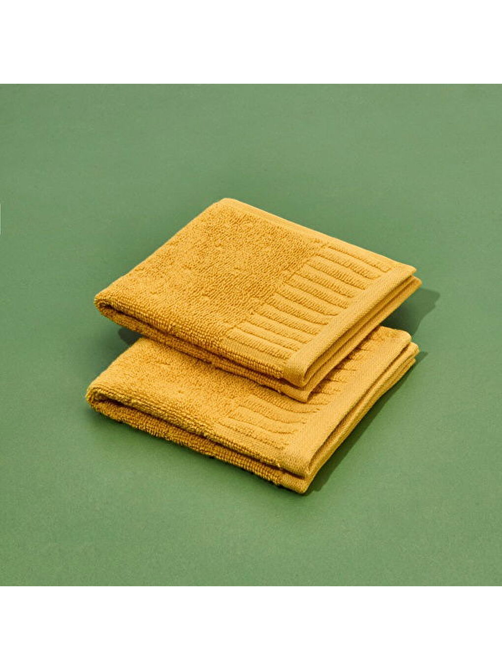 Kahverengi Soft Patte 2'li Havlu Seti - Hardal - 30x30 cm-3