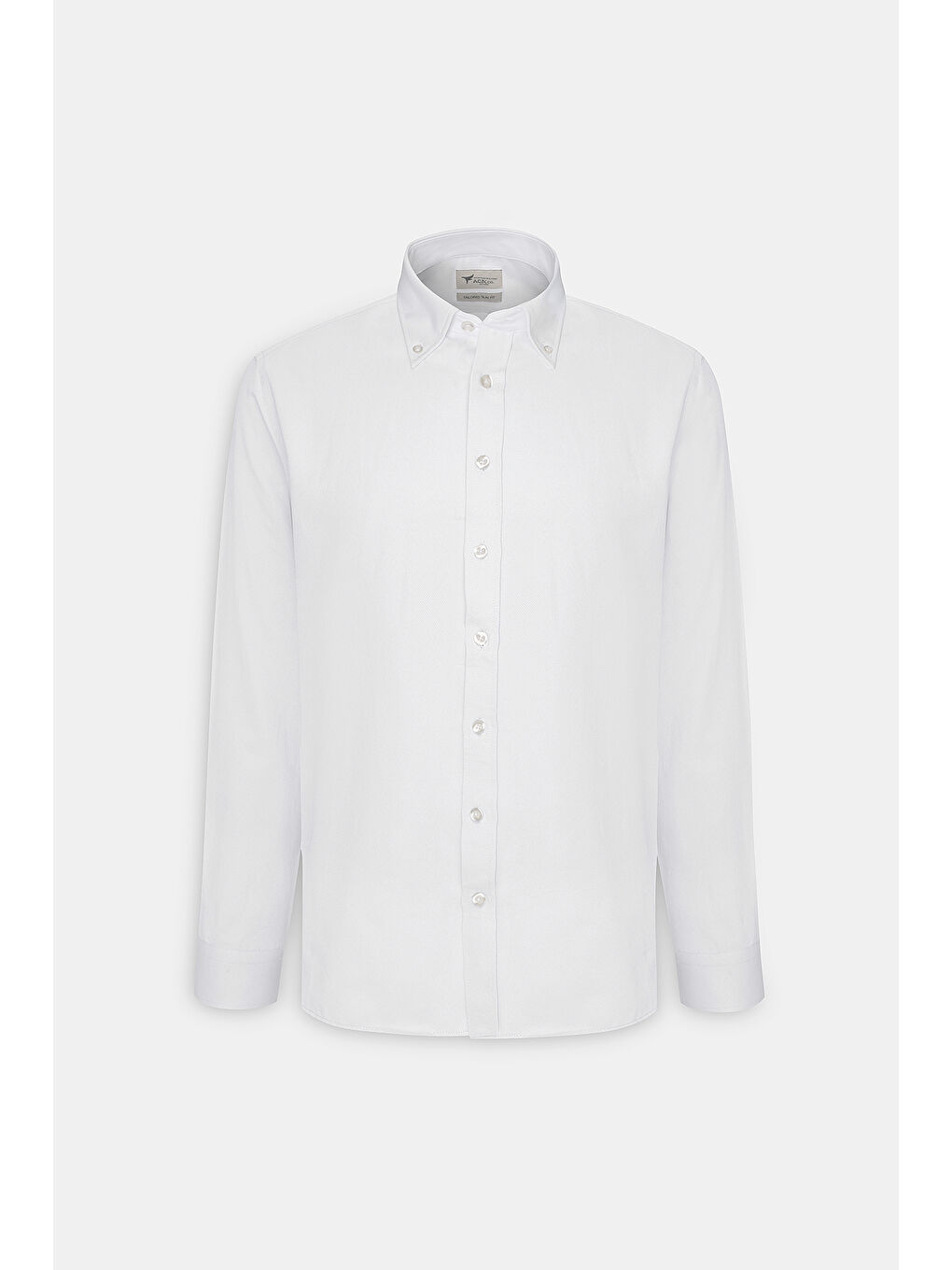 Erkek Beyaz Kolay Ütülenebilir Pamuklu Slim Fit Dar Kesim Düğmeli Yaka Oxford Armürlü Basic Gömlek