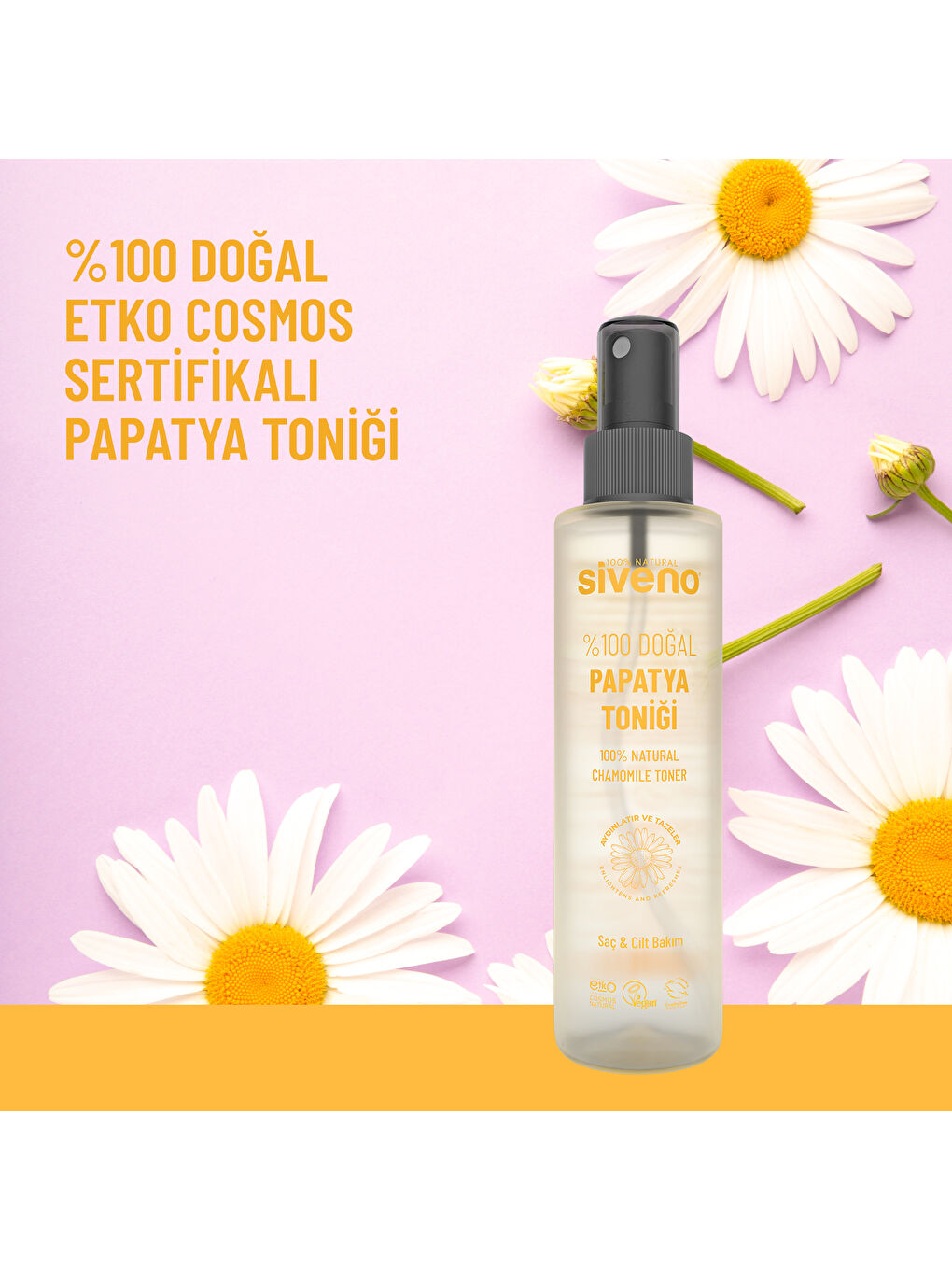 %100 Doğal Papatya Suyu Aydınaltma Etkili Arındırıcı Rahatlatıcı Saç ve Cilt Toniği 150 ml-4