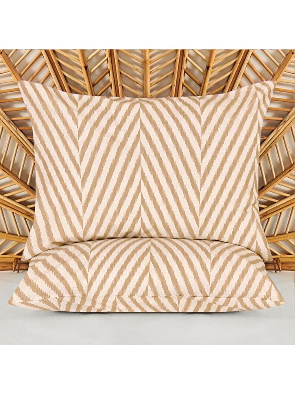 Lila Soft Herringbone 2'li Yastık Kılıfı - Ekru / Taş - 50x70 cm